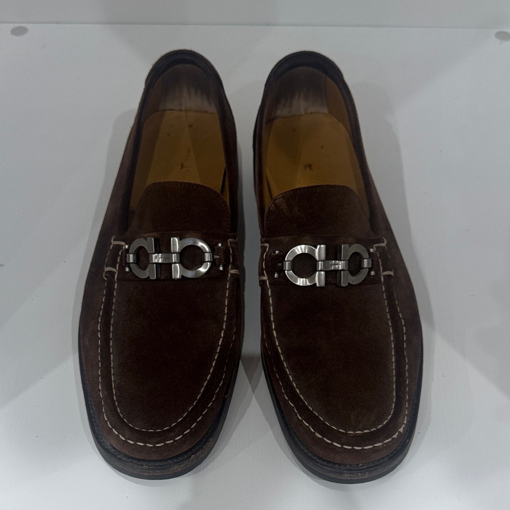Men's Brown Suede Ferragamo Loafer size 10.5